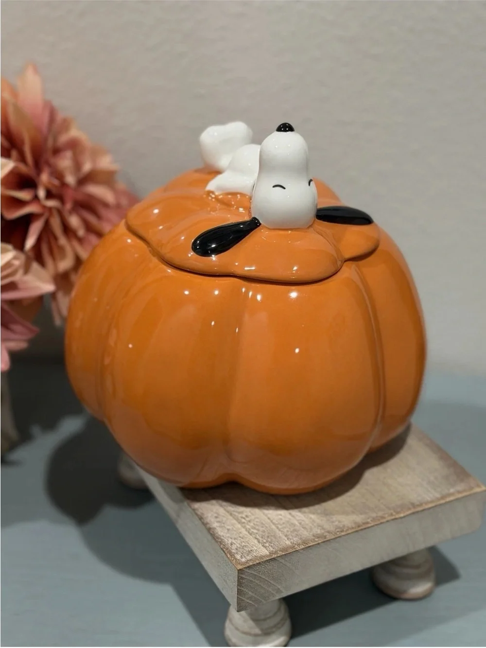 Rae Dunn x Peanuts Snoopy's Snacks Halloween Pumpkin Cookie Jar. Pet Treats
